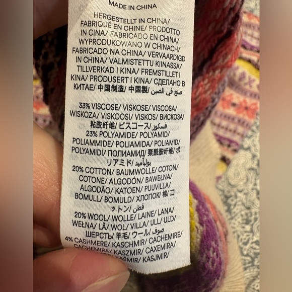 Boden fair isle sweater pink coral yellow purple XS wool blend - Picture 5 of 5